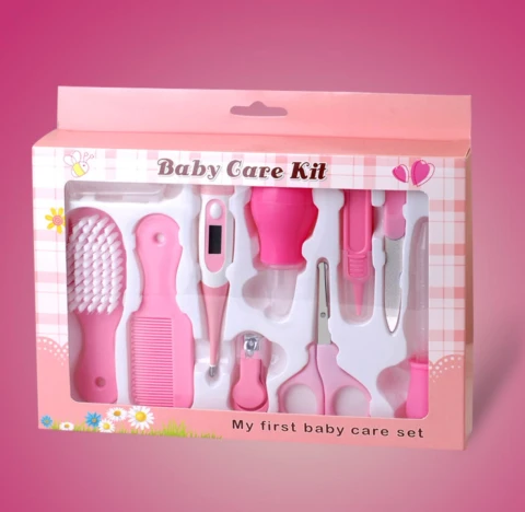 Newborn Baby Care Kit - 10 Pcs Essential Healthcare & Grooming Set (Pink,Blue)