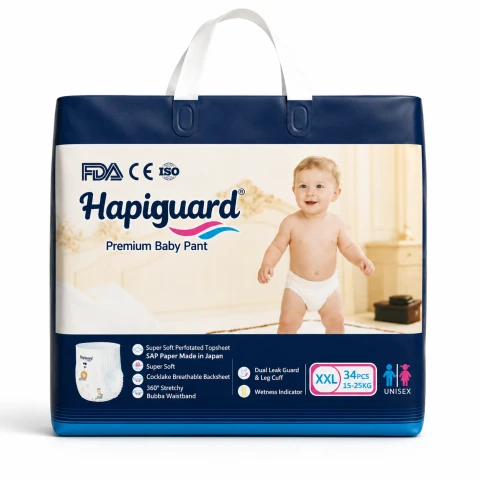 Hapiguard Ultra Thin Q Shape Baby Pants 15-25Kg XXL 34 Pcs
